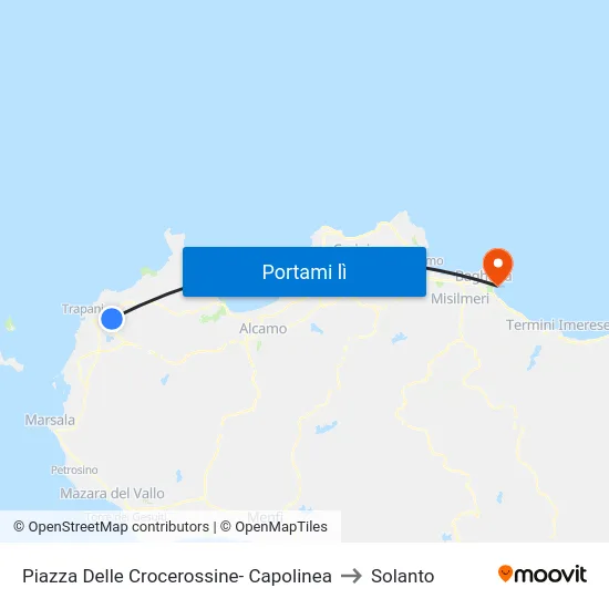 Piazza Delle Crocerossine- Capolinea to Solanto map