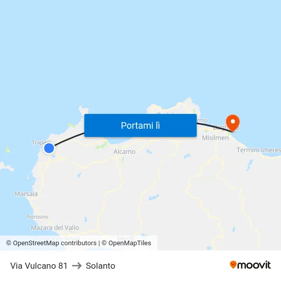 Via Vulcano 81 to Solanto map