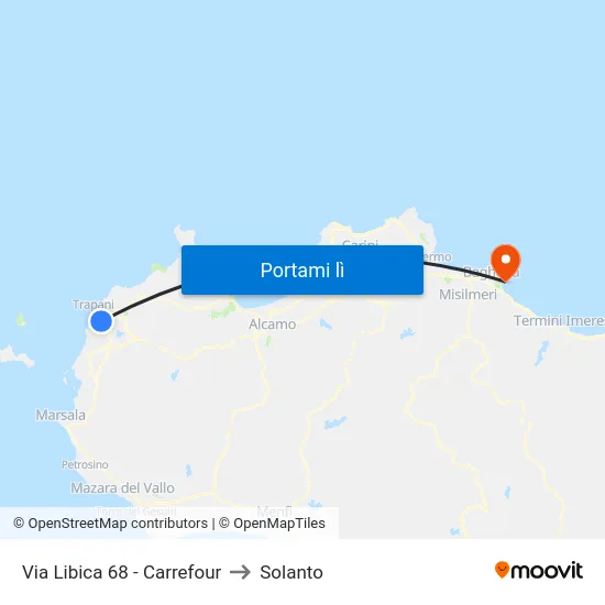 Via Libica 68 - Carrefour to Solanto map