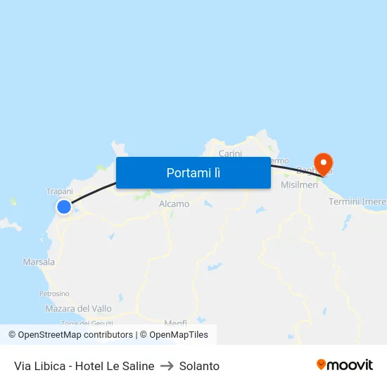 Via Libica - Hotel Le Saline to Solanto map