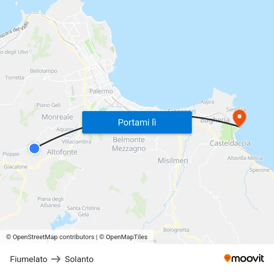 Fiumelato to Solanto map