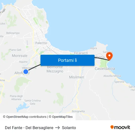 Del Fante - Del Bersagliere to Solanto map