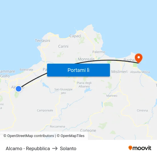 Alcamo - Repubblica to Solanto map