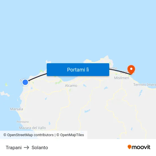Trapani to Solanto map
