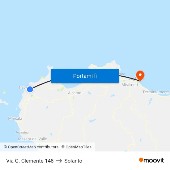 Via G. Clemente 148 to Solanto map
