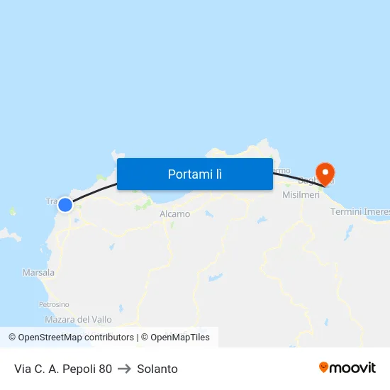 Via C. A. Pepoli  80 to Solanto map