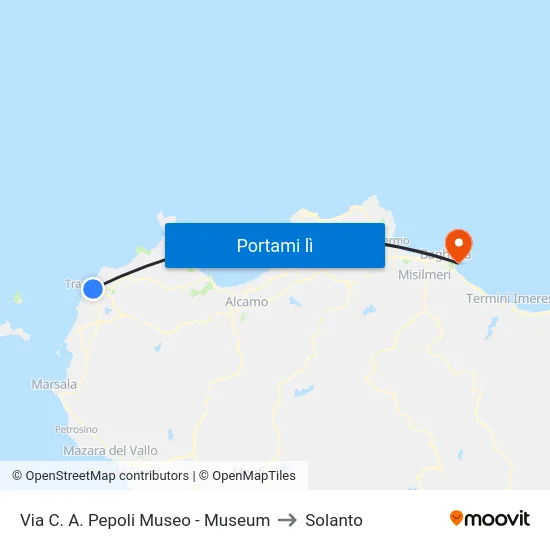 Via C. A. Pepoli Museo - Museum to Solanto map