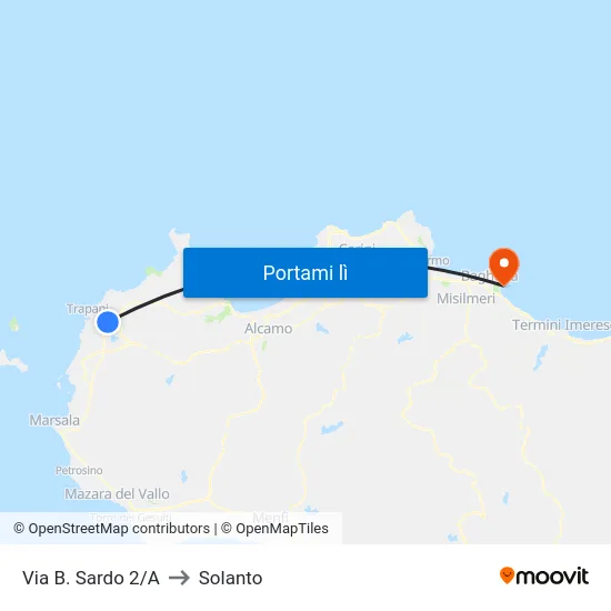 Via B. Sardo 2/A to Solanto map