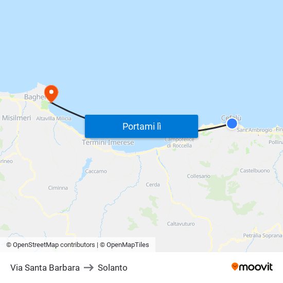 Via Santa Barbara to Solanto map
