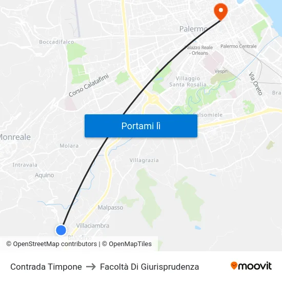Contrada Timpone to Facoltà Di Giurisprudenza map