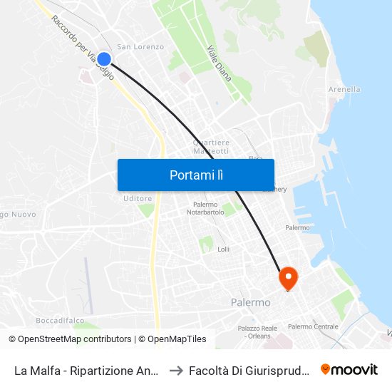 La Malfa - Ripartizione Annona to Facoltà Di Giurisprudenza map