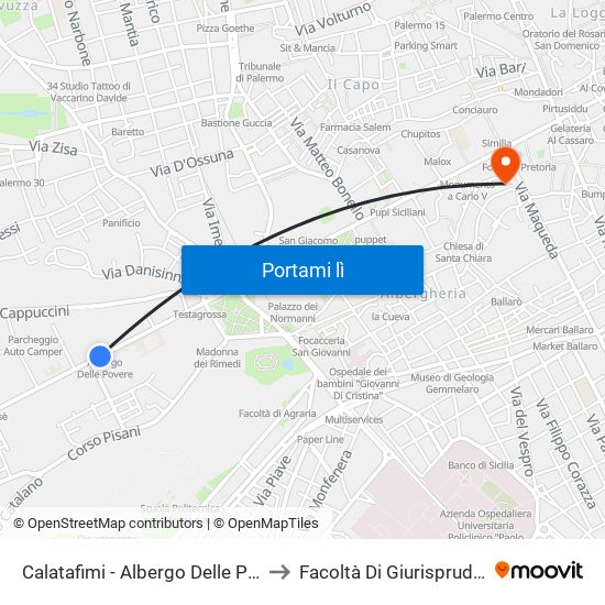 Calatafimi - Albergo Delle Povere to Facoltà Di Giurisprudenza map