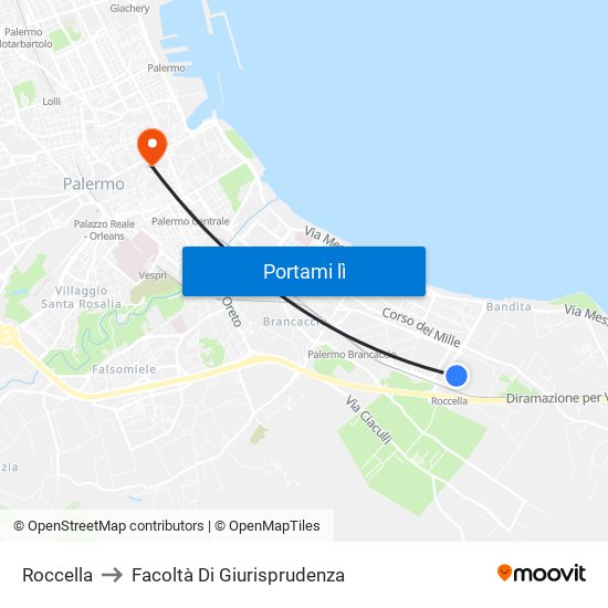 Roccella to Facoltà Di Giurisprudenza map