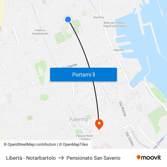 Libertà - Notarbartolo to Pensionato San Saverio map