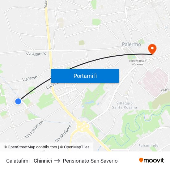 Calatafimi - Chinnici to Pensionato San Saverio map