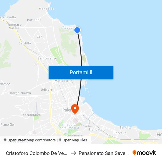 Cristoforo Colombo De Vega to Pensionato San Saverio map