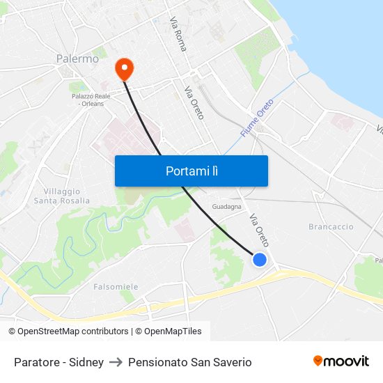 Paratore - Sidney to Pensionato San Saverio map