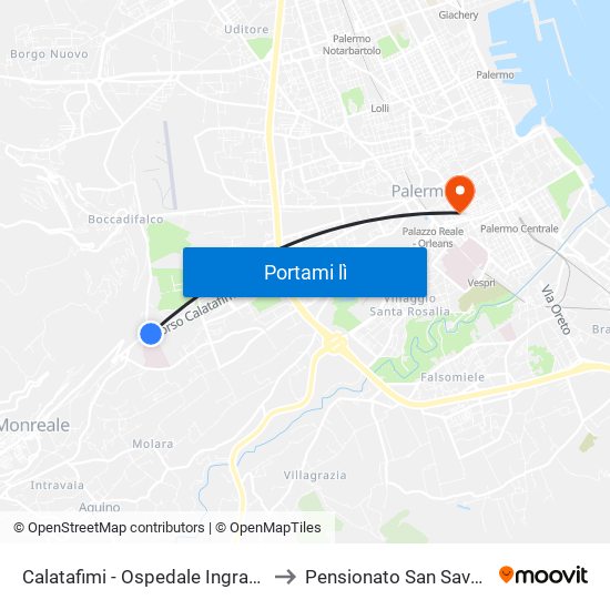 Calatafimi - Ospedale Ingrassia to Pensionato San Saverio map