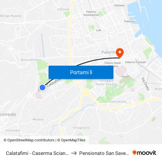 Calatafimi - Caserma Scianna to Pensionato San Saverio map