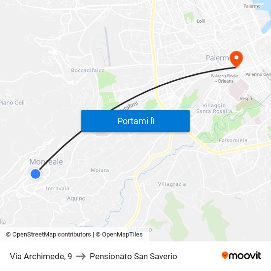 Via Archimede, 9 to Pensionato San Saverio map