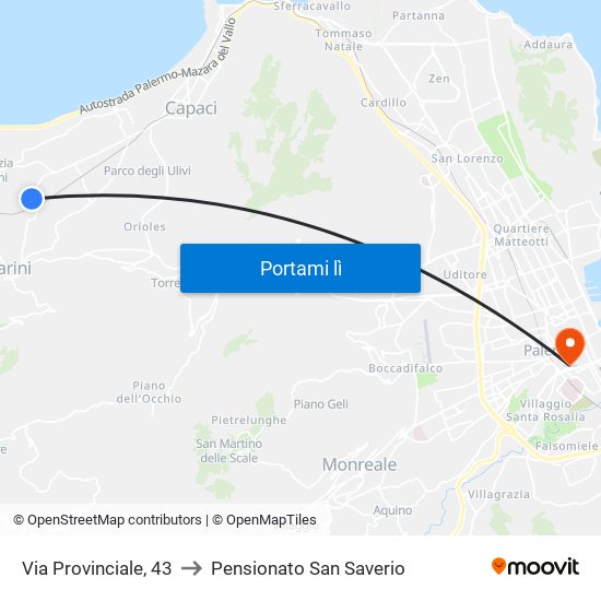 Via Provinciale, 43 to Pensionato San Saverio map