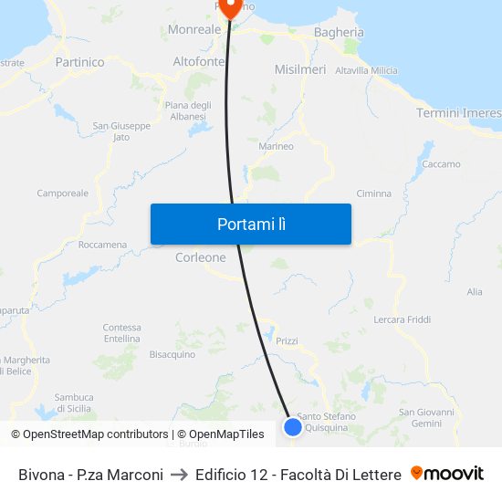 Bivona - P.za Marconi to Edificio 12 - Facoltà Di Lettere map