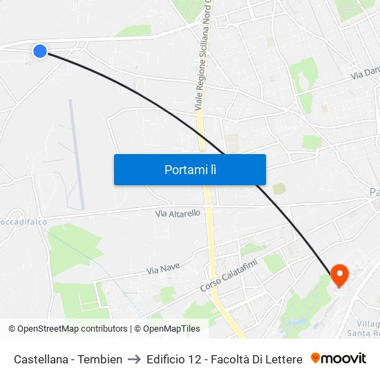 Castellana - Tembien to Edificio 12 - Facoltà Di Lettere map