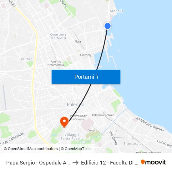 Papa Sergio - Ospedale Albanese to Edificio 12 - Facoltà Di Lettere map