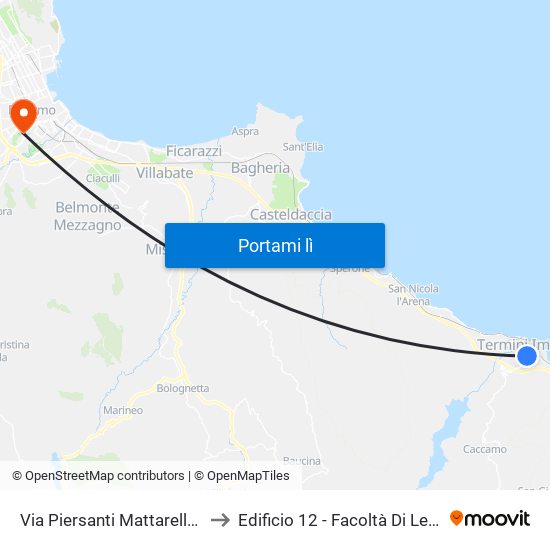 Via Piersanti Mattarella, 29 to Edificio 12 - Facoltà Di Lettere map