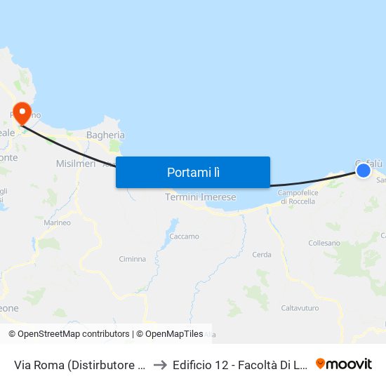 Via Roma (Distirbutore Esso) to Edificio 12 - Facoltà Di Lettere map