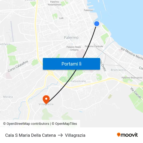 Cala S Maria Della Catena to Villagrazia map
