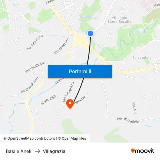 Basile Anelli to Villagrazia map