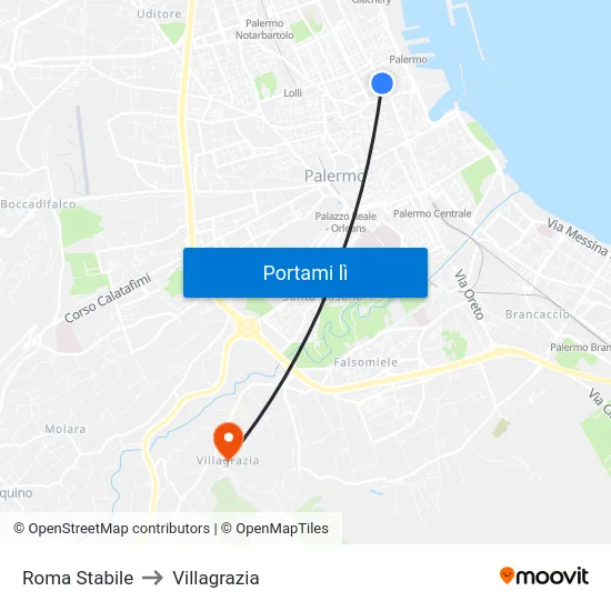 Roma Stabile to Villagrazia map