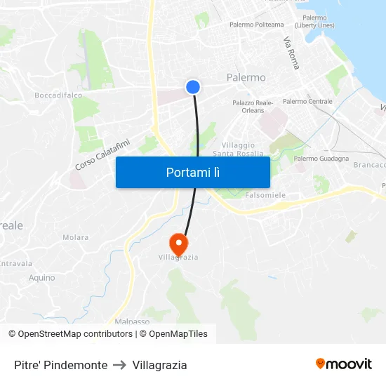 Pitre' Pindemonte to Villagrazia map