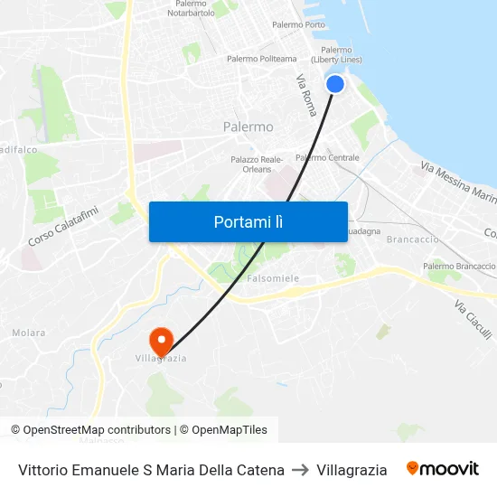 Vittorio Emanuele S Maria Della Catena to Villagrazia map