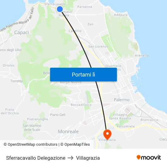 Sferracavallo Delegazione to Villagrazia map