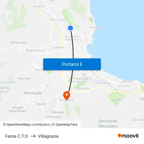 Fante C.T.O. to Villagrazia map