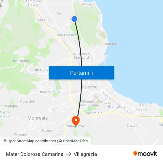 Mater Dolorosa Camarina to Villagrazia map