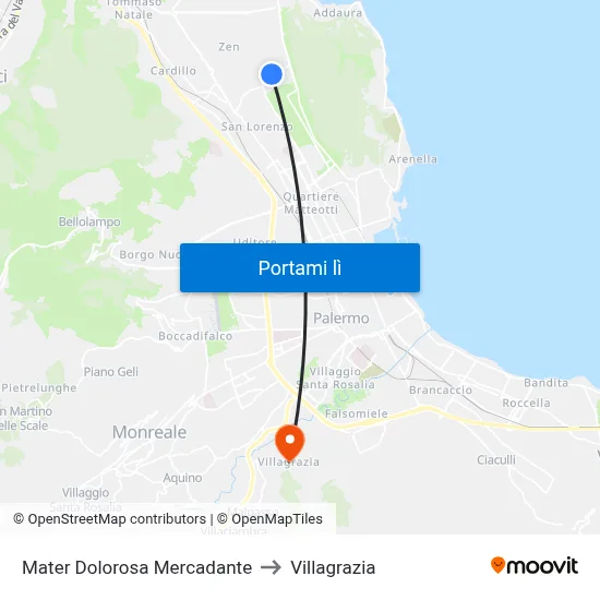 Mater Dolorosa Mercadante to Villagrazia map