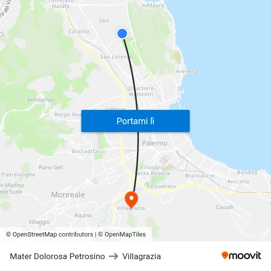 Mater Dolorosa Petrosino to Villagrazia map