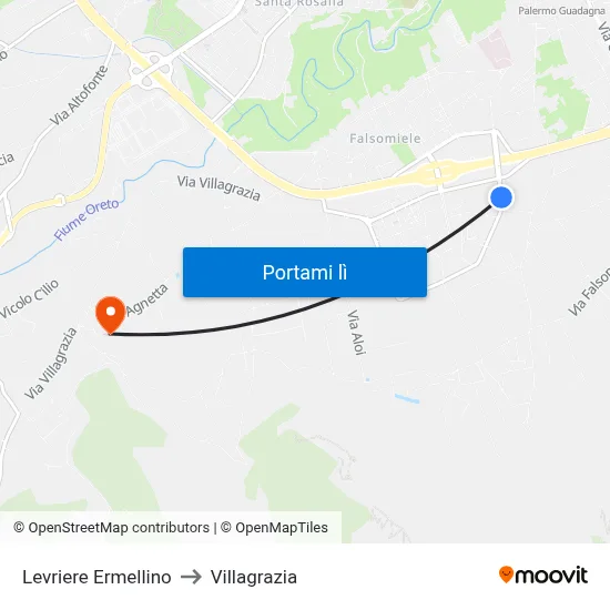 Levriere Ermellino to Villagrazia map