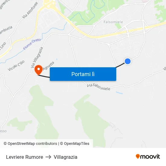 Levriere Rumore to Villagrazia map