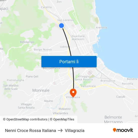 Nenni Croce Rossa Italiana to Villagrazia map