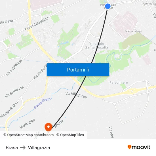 Brasa to Villagrazia map