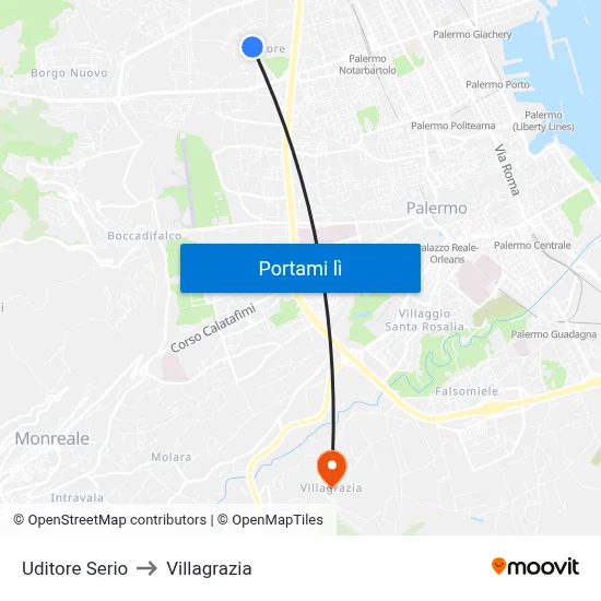 Uditore Serio to Villagrazia map