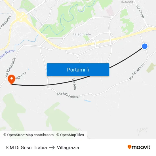 S M Di Gesu' Trabia to Villagrazia map