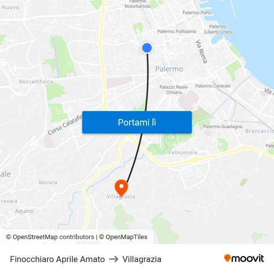 Finocchiaro Aprile Amato to Villagrazia map