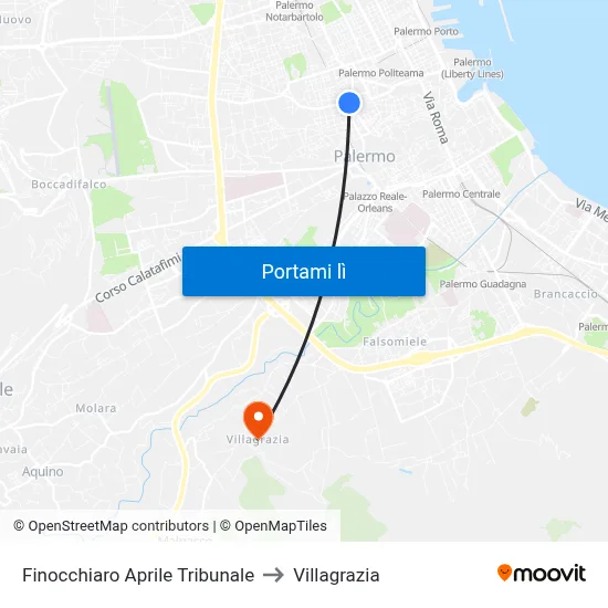 Finocchiaro Aprile Tribunale to Villagrazia map