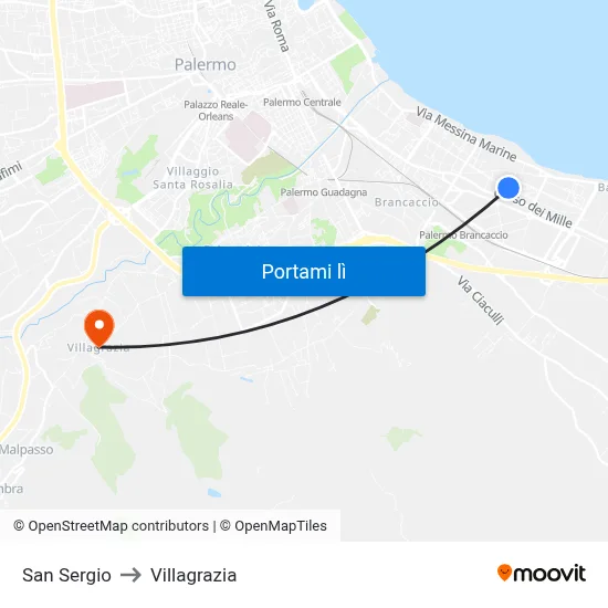 San Sergio to Villagrazia map
