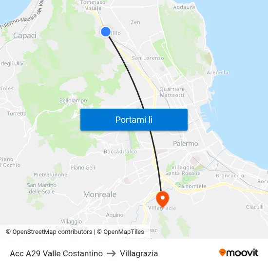 Acc A29 Valle Costantino to Villagrazia map
